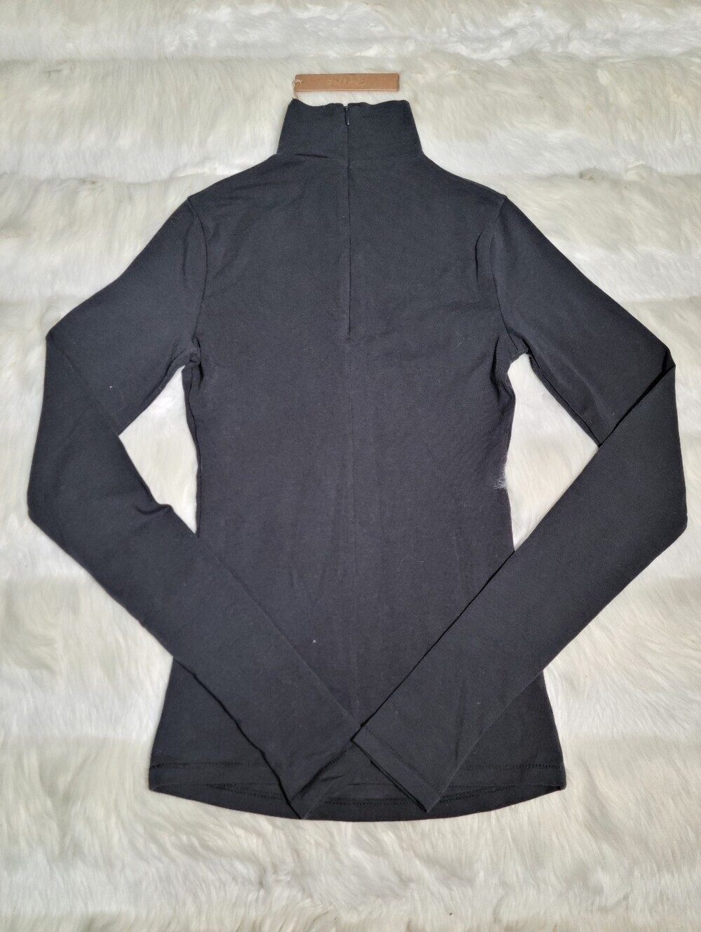SKIMS Cotton Jersey Turtleneck Longsleeve Stretch Black Soot Women XXS NEW